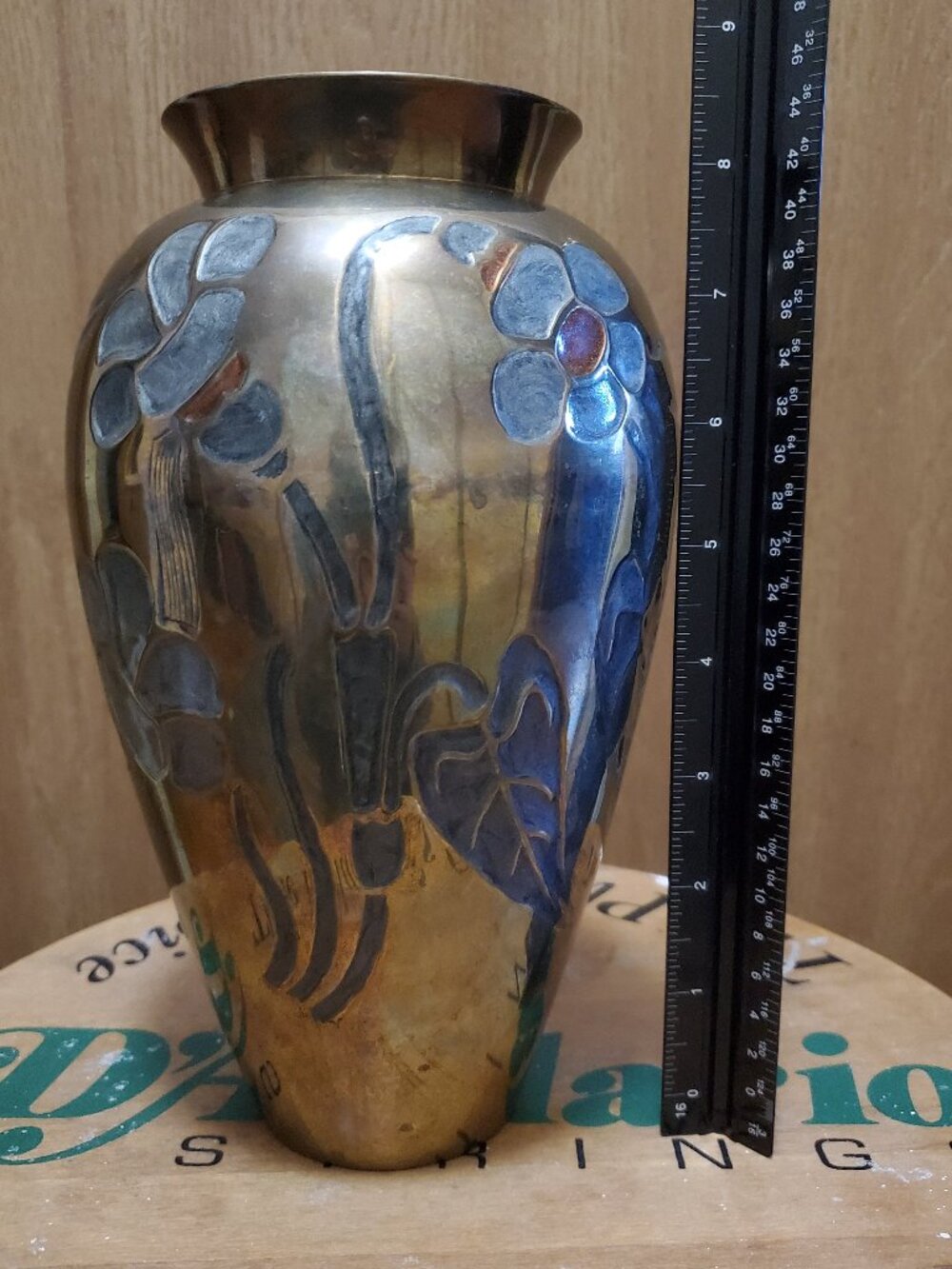Rosenthal-Netter Enameled Brass Vase Floral MCM - Picture 9 of 10
